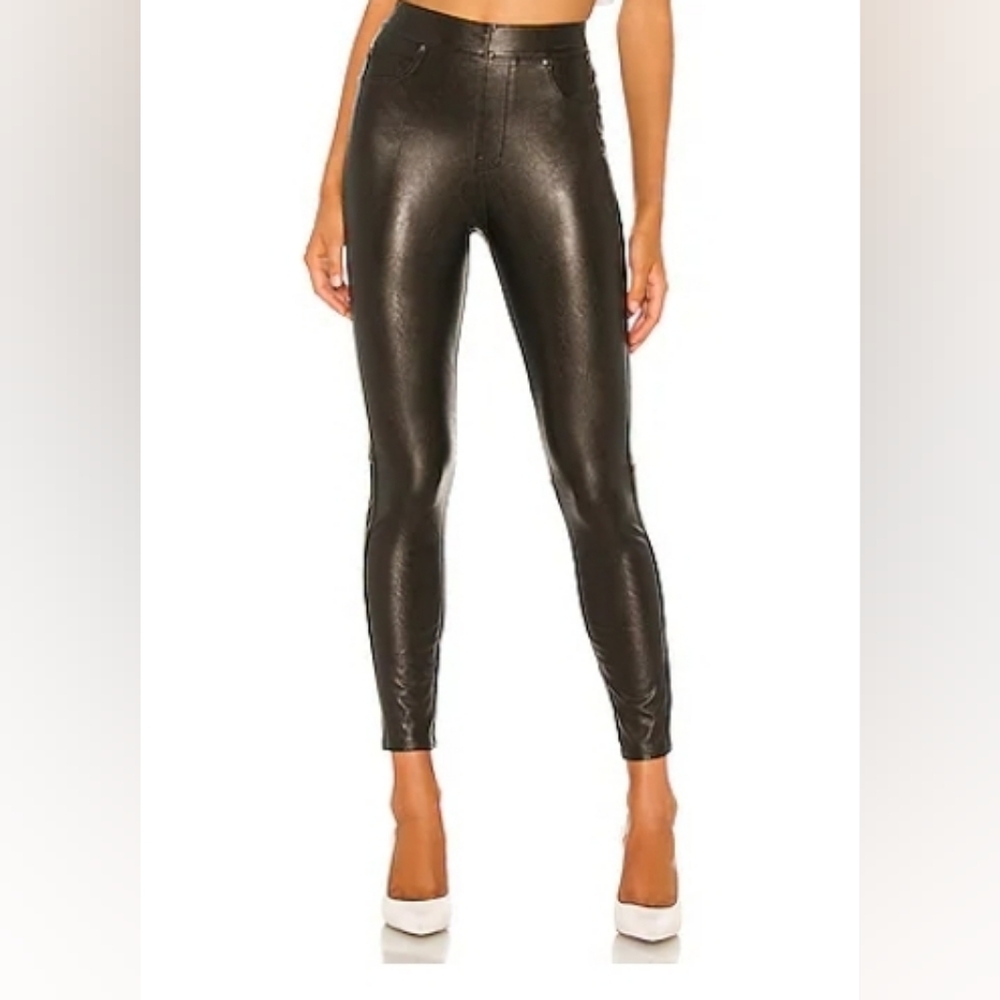❤️ NWOT! SPANX × REVOLVE LIKE LEATHER HIGH RISE ANKLE SKINNY PANTS, MEDIUM
